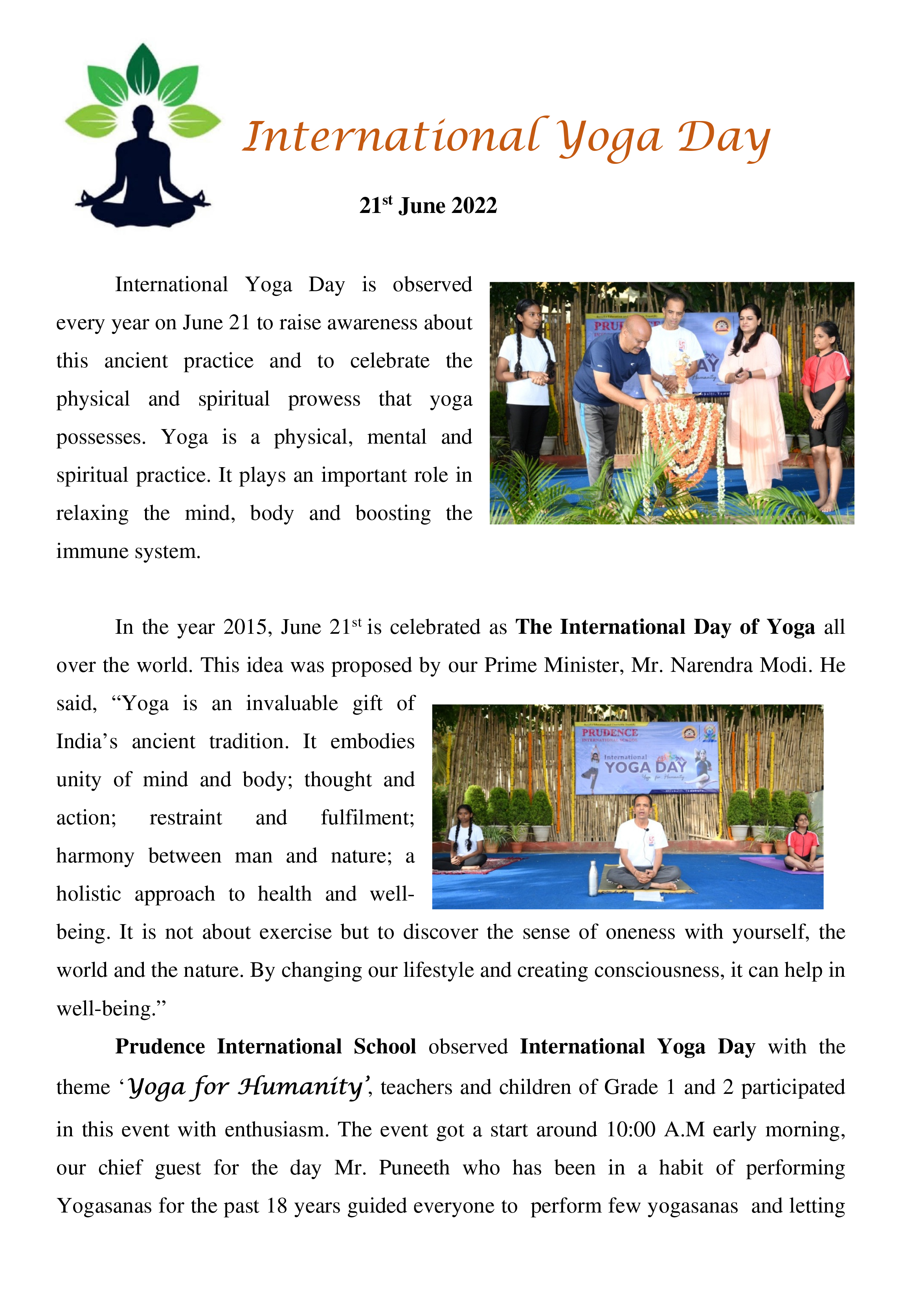 Prudence Yoga Day